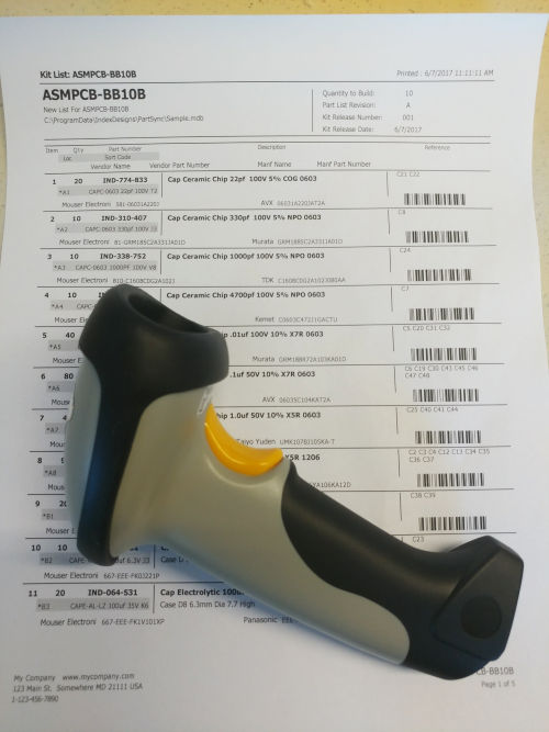 wi-fi and wire friendly scanner to be used with barcodes labels for finding parts in the database and in storage  